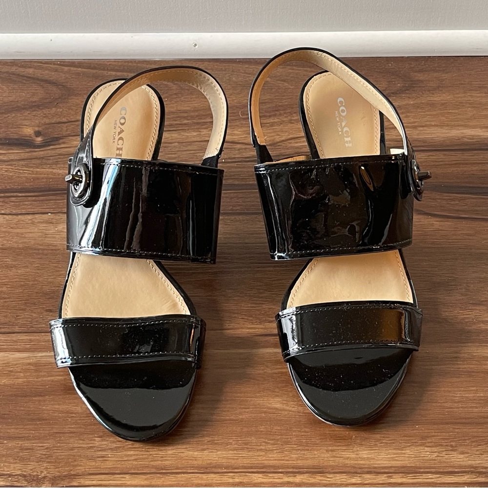 New Authentic Coach Black Heel Sandals – 8.5 US - Picture 2 of 4